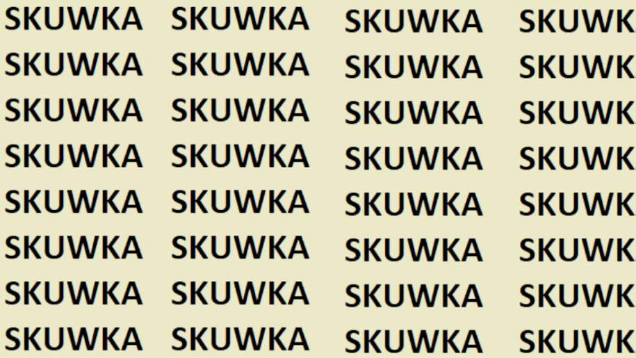 Zagadka optyczna IQ. Znajdź błędnie zapisane słowo SKUWKA w 14 sekund