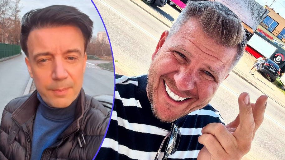 Na zdjęciu Piotr Trafidło i Filip Chajzer. Po lewej, z brązowymi włosami, bluzie i kurtce. Po prawej, uśmiechnięty mężczyzna w pasiastym T-shircie.