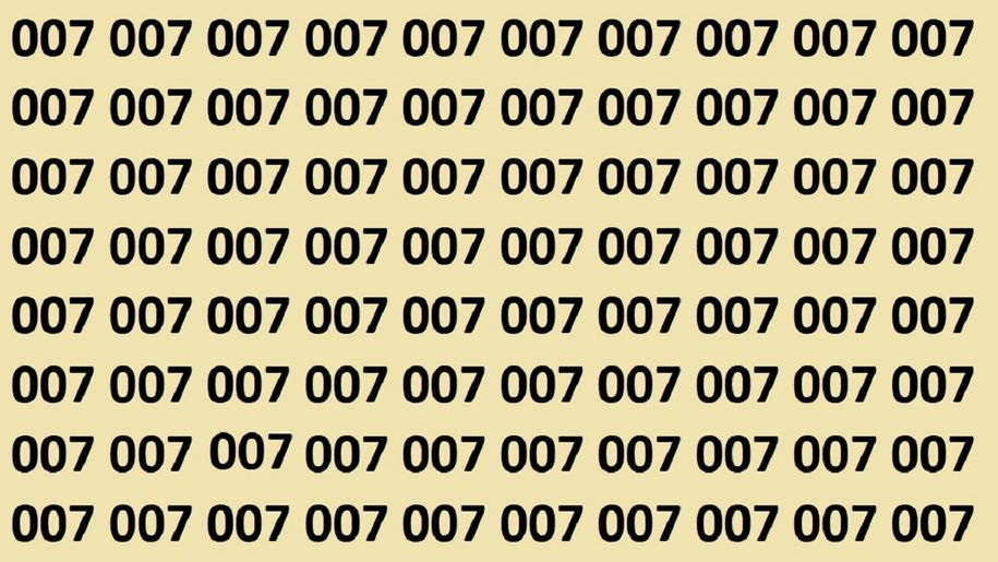 Znajdź błędnie zapisaną liczbę 007. Test IQ