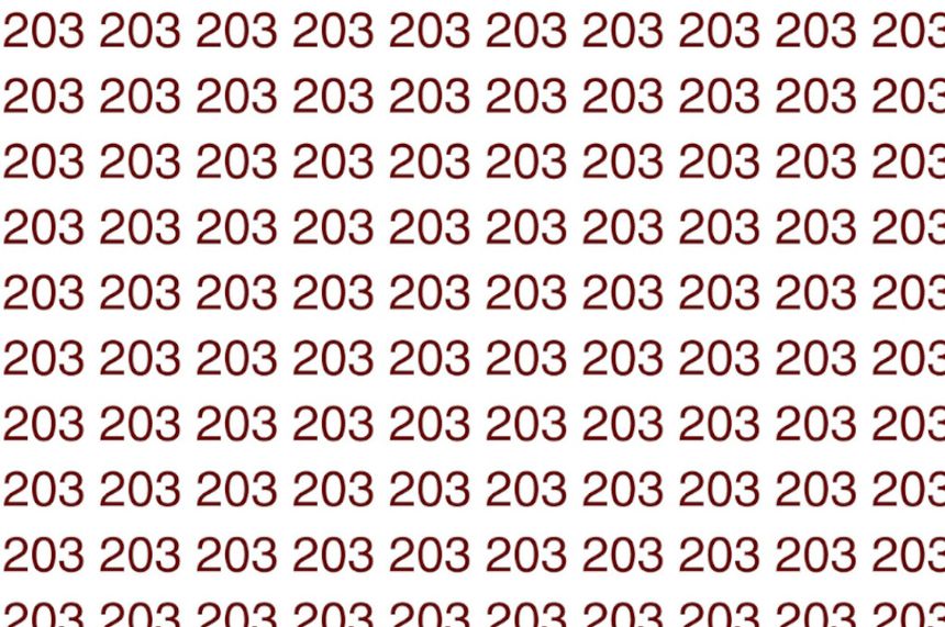 Zagadka optyczna IQ. Znajdź błędnie zapisaną liczbę 203