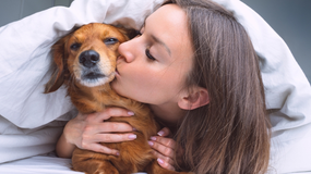 kobieta całuje psa w pysk