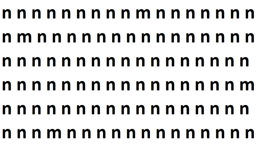 Test IQ na spostrzegawczość z literkami m i n