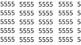 Zagadka optyczna IQ. Znajdź błędnie zapisaną liczbę 5555 w 8 sekund