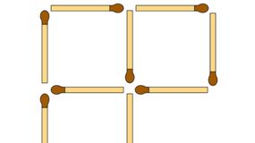Logiczny test IQ. Przełóż 3 zapałki tak, by powstały 4 kwadraty