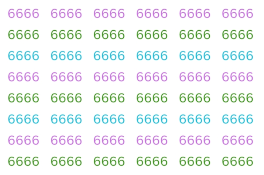 Zagadka optyczna IQ. Znajdź błędnie zapisaną liczbę 6666 w 8 sekund