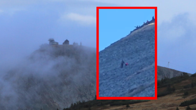 Śnieżka, Karkonosze, matka z dzieckiem poza szlakiem