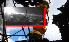 Czarnobyl, atak drona, uszkodzony sarkofag nad reaktorem