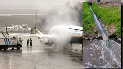 Międzynarodowy Port Lotniczy Krakow Airport i skażony potok Olszanicki