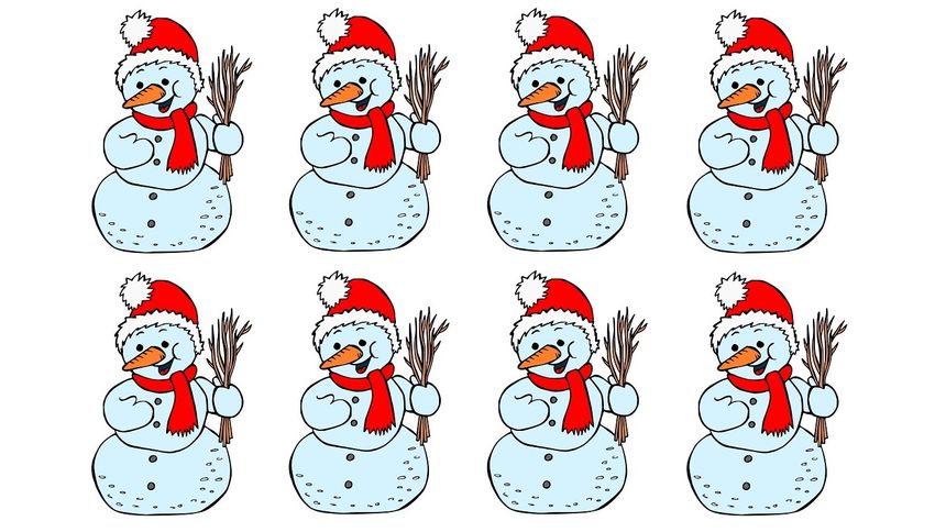 Optyczna zagadka IQ. Który bałwan jest inny?