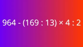 Wskaż wynik równania 964-(169÷13)×4÷2. Dorosły powinien sobie poradzić w kilka sekund