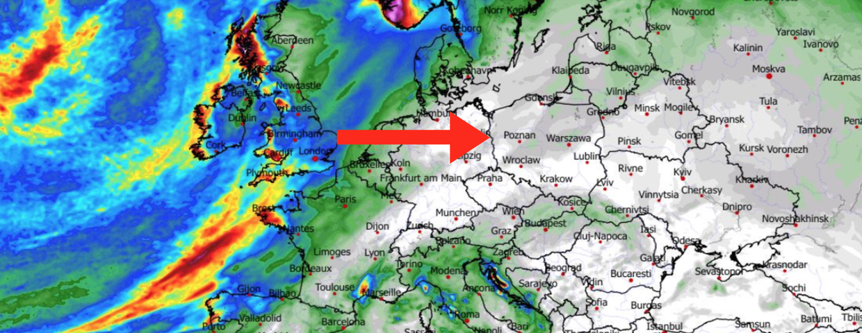 Mapa Europy z prognozą pogody