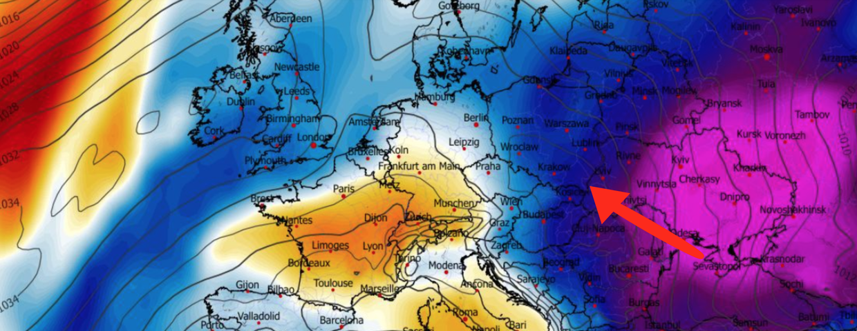 Anomalia temperatury na poziomie ciśnienia 850 hPa 1 stycznia 2026