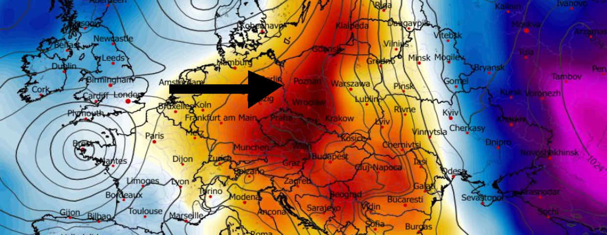Anomalia temperatury na poziomie ciśnienia 850 hPa 16.01