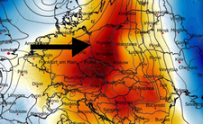 Anomalia temperatury na poziomie ciśnienia 850 hPa 16.01
