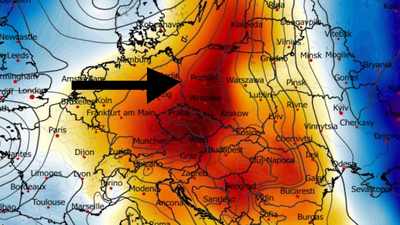 Anomalia temperatury na poziomie ciśnienia 850 hPa 16.01