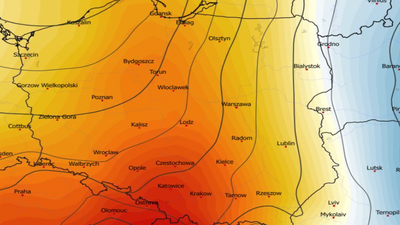 Anomalia temperatury na poziomie ciśnienia 850 hPa w Polsce