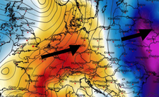 Anomalia temperatury na poziomie ciśnienia 850 hPa 13.01