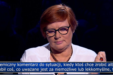 "Milionerzy" uczestniczka zastanawia się nad pytaniem