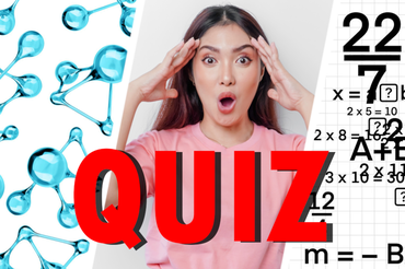 Modele chemiczne, zdziwiona kobieta, wzory matematyczne - materiał poglądowy