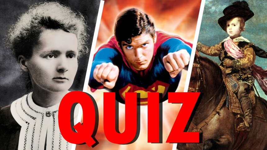 Maria Skłodowska-Curie, Superman II - kadr z filmu, książę Baltazar Karol na koniu - Diego Velasquez