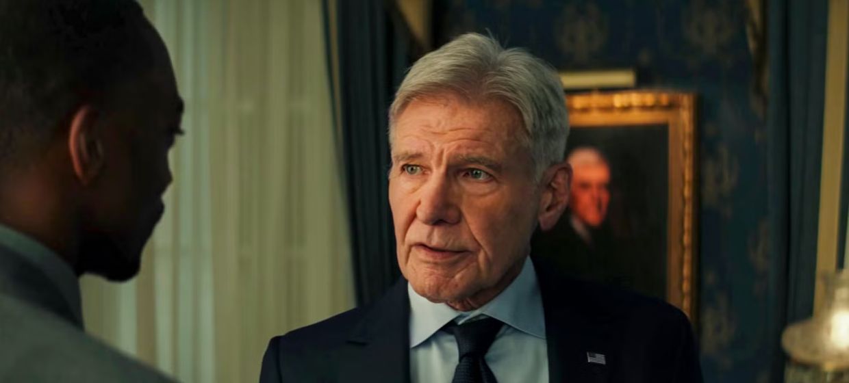 Kapitan Ameryka Nowy wspaniały świat - Anthony Mackie i Harrison ford - kadr z filmu Marvela