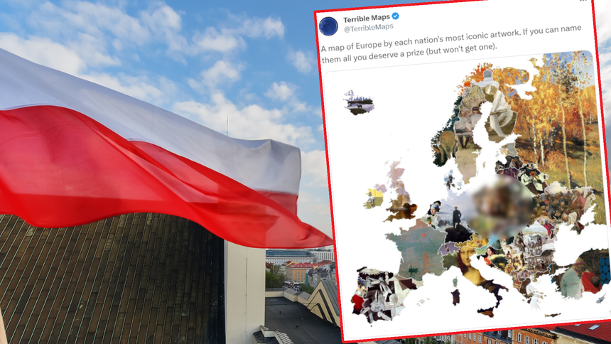 Mapa Europy z najważniejszymi dziełami
