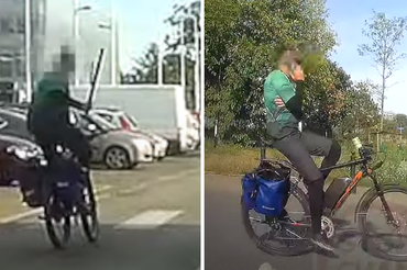 Rowerzysta wymusza pierwszeństwo i grozi pałką