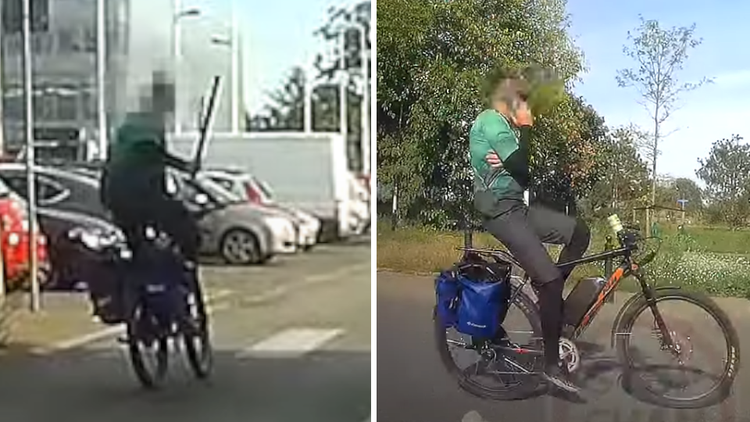 Rowerzysta wymusza pierwszeństwo i grozi pałką
