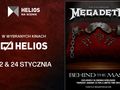 Plakat filmowy zespołu Megadeth z datami wyświetlania w kinach Helios