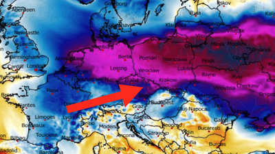 Anomalia temperatury mierzona na wysokości 2 m nad powierzchnią gruntu 26.01