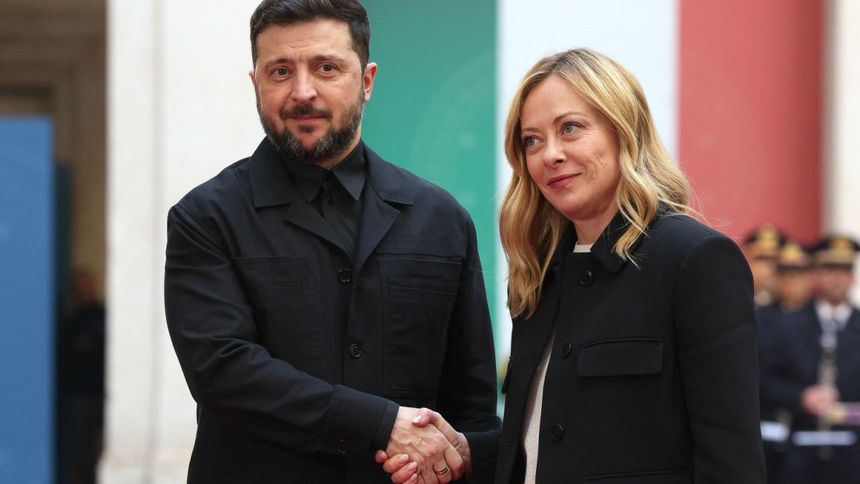 Prezydent Wołodymyr Zełenski i premierka Włoch Giorgia Meloni 