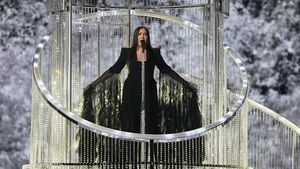 Reprezentantka Izraela Juwal Rafael podczas występu w trakcie finału Eurowizji 2025