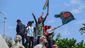 Protesty po upadku reżimu w Bangladeszu, zdj. z sierpnia 2024