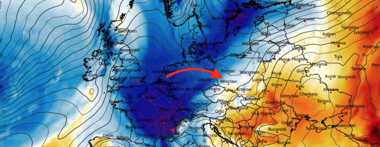 Anomalia temperatury na poziomie ciśnienia 850 hPa