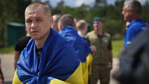 Ukraiński żołnierz po powrocie z frontu