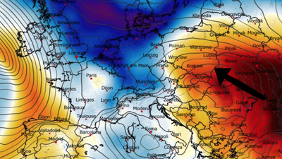 Anomalia temperatury na poziomie ciśnienia 850 hPa 26.01