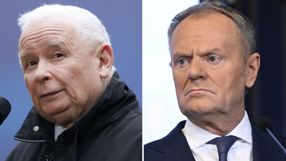 Prezes PiS Jarosław Kaczyński. Premier Donald Tusk