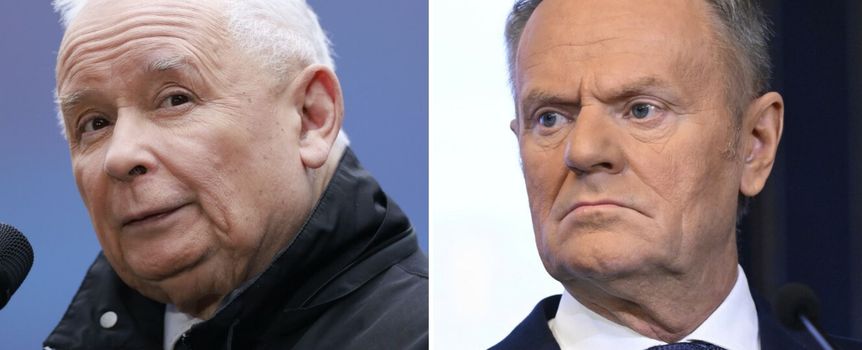 Prezes PiS Jarosław Kaczyński. Premier Donald Tusk