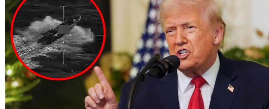 Prezydent USA Donald Trump. Nagranie z ataku wojska USA na łódź przemytniczą