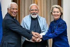 Ursula von der Leyen i Narendra Modi w Delhi