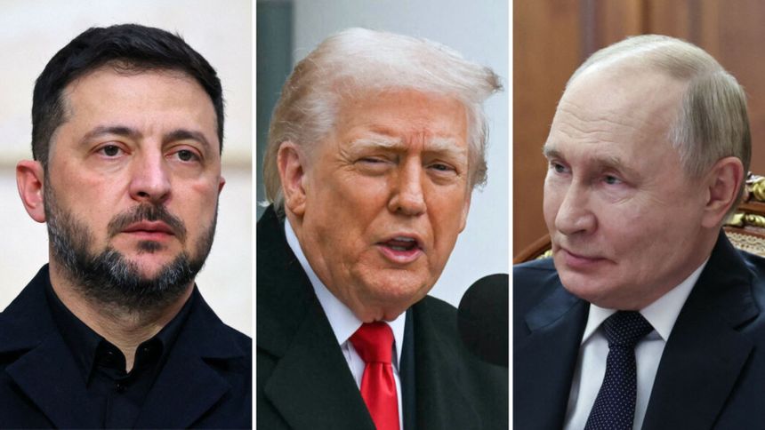 Wołodymyr Zełenski. Donald Trump. Władimir Putin