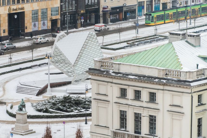 Plac Wolności w Poznaniu zimą