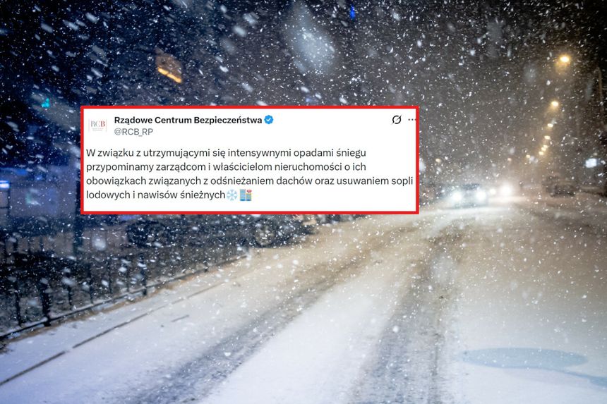 śnieg na dachach
