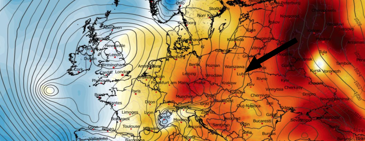 Anomalia temperatury na poziomie ciśnienia 850 hPa 31.01