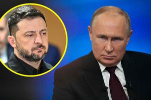 Prezydent Rosji Władimir Putin. Prezydent Ukrainy Wołodymyr Zełenski