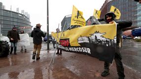 Demonstracja francuskich rolników przed Parlamentem Europejskim