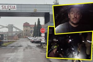Protestujący górnicy w kopalni SIlesia