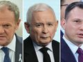 Donald  Tusk. Jarosław Kaczyński. Sławomir Mentzen