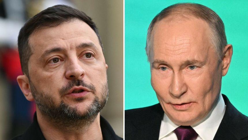 Prezydent Ukrainy Wołodymyr Zełenski. Prezydent Rosji Władimir Putin