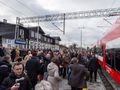 Tłum na stacji w Ciechocinku
